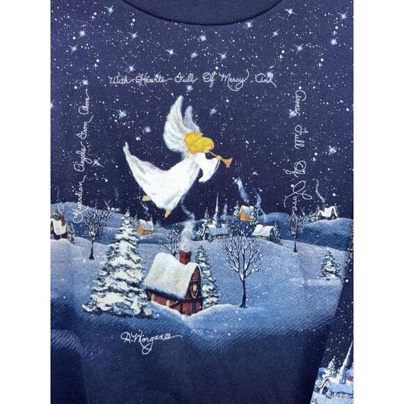 Vtg Artisans Sunschein XL Sweatshirt Guardian Angel AOP Wrap Print Grandma USA - Picture 4 of 14